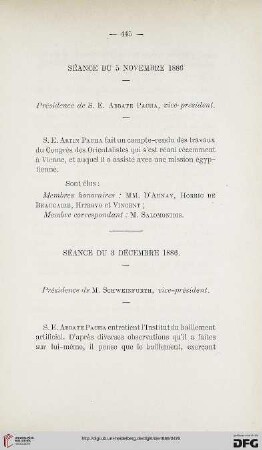 Séance du 3 Décembre 1886
