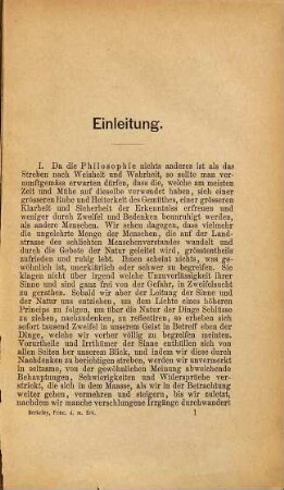 Berkeley's Abhandlungen über die Principien der menschlichen Erkenntniss