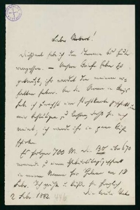 Brief vom 2. Februar 1882