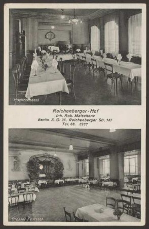 Ansichtskarte Festsäle im "Reichenberger Hof", Reichenberger Straße 147