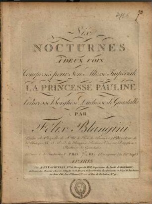 Six nocturnes à deux voix ... : (oeuv. 6 de nocturnes)