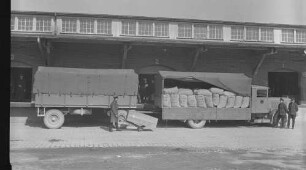 Ulm Gbf. MAN Reichsbahn-LKW Getreidesäcke Proviantämter Ladearbeiter Kraftwagenfahrer