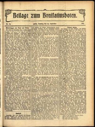 Zweite Ausgabe vom Sonntag, den 24. September 1911.