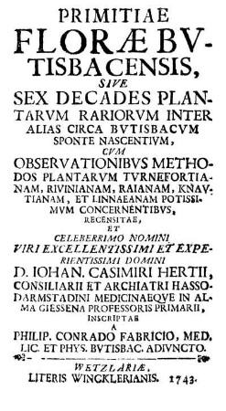 Primitiae Floræ Bvtisbacensis