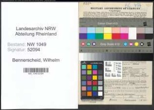 Entnazifizierung Wilhelm Bennerscheid , geb. 05.10.1898 (Verwaltungsangestellter)