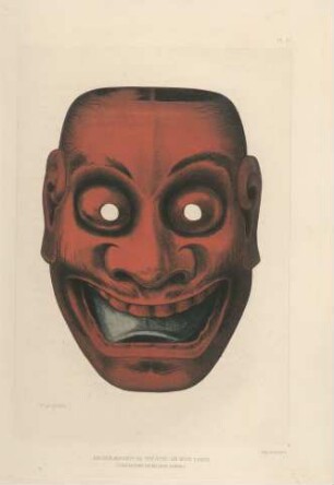 Ancien masque de théátre en bois laque. (Collection de M. Louis Gonse)