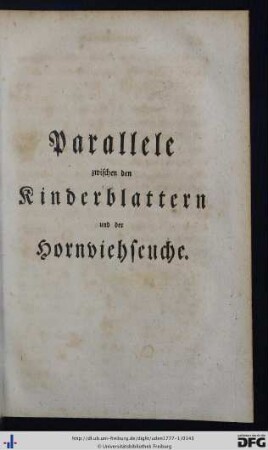 Parallele zwischen den Kinderblattern und der Hornviehseuche.