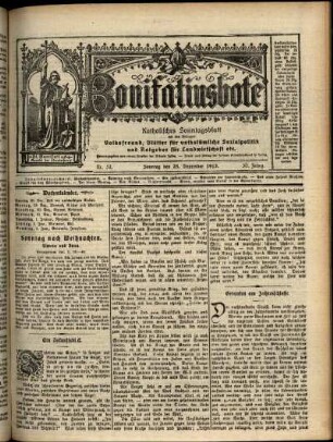 Erste Ausgabe vom Sonntag, den 28. Dezember 1913.