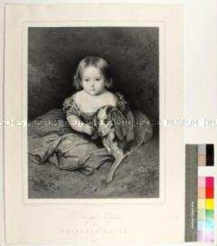 Kinderporträt der Alice Prinzessin von Großbritannien und Nordirland mit Hund nach einem Gemälde von Franz Xaver Winterhalter
