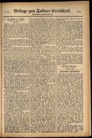 Zweite Ausgabe vom Samstag, den 16. Februar 1901.