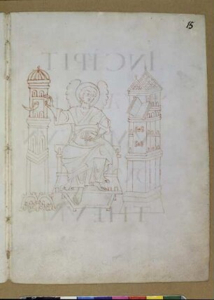 Sogenanntes Kostbares Evangeliar — Engel als Symbol des Evangelisten Matthäus, Folio fol. 15r
