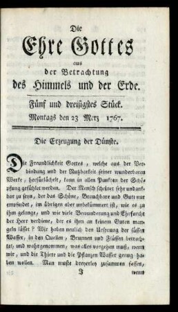 Fünf und dreisigstes Stück. Montags den 23 Merz 1767