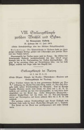 VIII. Stellungskämpfe zwischen Weichsel und Szkwa