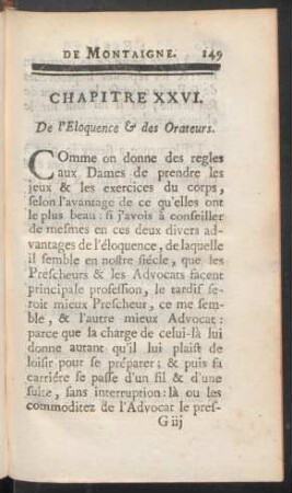 Chapitre XXVI. De l'Eloquence & des Orateurs
