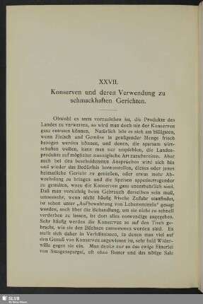 XXVII. Konserven und deren Verwendung zu schmackhaften Gerichten