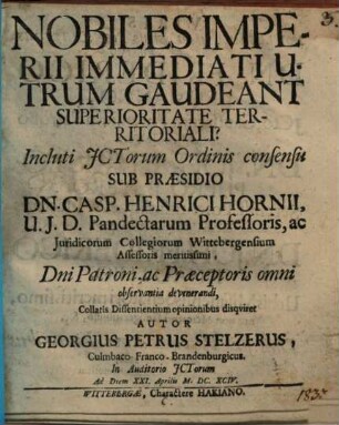 Nobiles Imperii immediati, utrum gaudeant superioritate territoriali?