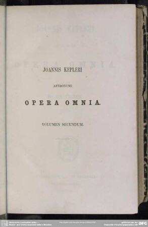 2: Joannis Kepleri astronomi opera omnia