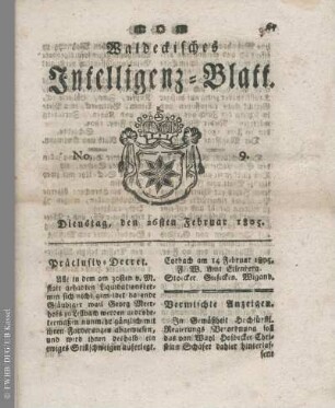 No. 9, Dienstag, den 26sten Februar 1805