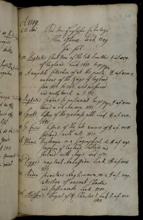 Aus dem Englischen Catalogo Tho. Osborne. Lond. 1749