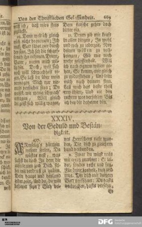 XXXIV. Von der Geduld und Beständigkeit.