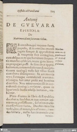 Antonii De Guevara Epistola, De Matrimonialium sacrorum ritibus