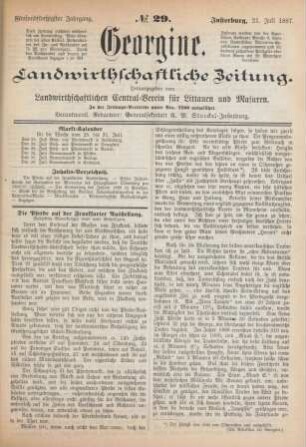 Fünfundfünfzigster Jahrgang. No. 29. Insterburg, 21. Juli 1887.