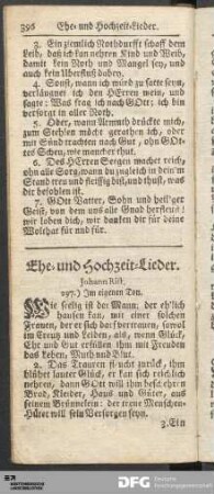 Ehe- und Hochzeit-Lieder.