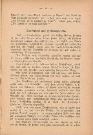 Sauberkeit und Ordnungsliebe