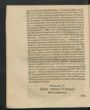 Membrum II. Ipsam vaticanii Prophetici ... proponens.