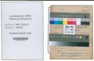 Entnazifizierung Karl Kocherscheidt , geb. 29.10.1888 (Betriebsleiter)