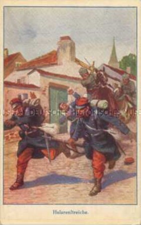 Kavalleriesoldaten beim Angriff auf Franzosen