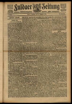 Erste Ausgabe vom Samstag, den 29. September 1906.