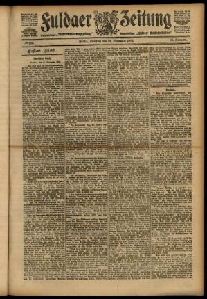 Erste Ausgabe vom Samstag, den 29. September 1906.