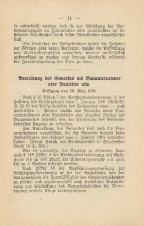 Anmeldung des Gewerbes als Bauunternehmer oder Bauleiter usw.