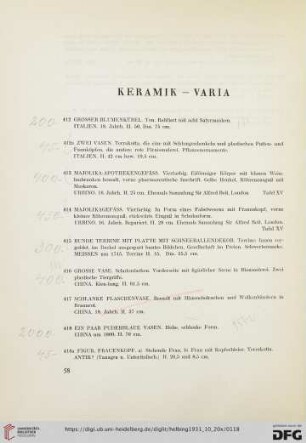 Keramik, Varia (Nr. 412-438)