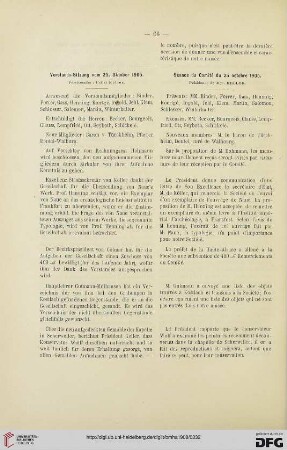 Vorstands-Sitzung vom 25. Oktober 1905 / Séance du Comité du 25 octobre 1905
