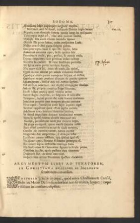Argumentum Libri Ad Senatorem, Ex Christiana Religione Ad Idolorum servitutem conversum