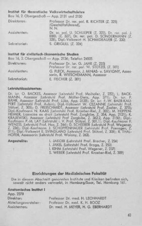 Einrichtungen der Medizinischen Fakultät