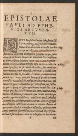 Epistolae Pauli Ad Ephesios Argumentum.
