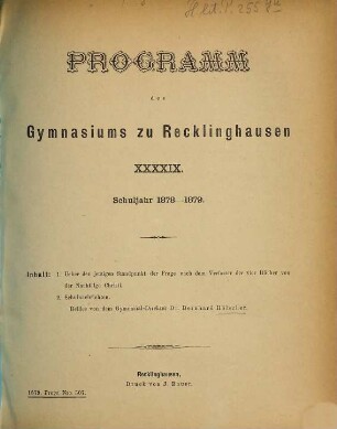 Programm des Gymnasiums zu Recklinghausen : Schuljahr .... 1878/79 = Jg. 49