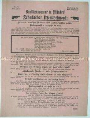 Antisemitisches Propagandaflugblatt zum Geiselmord in der Münchener Räterepublik