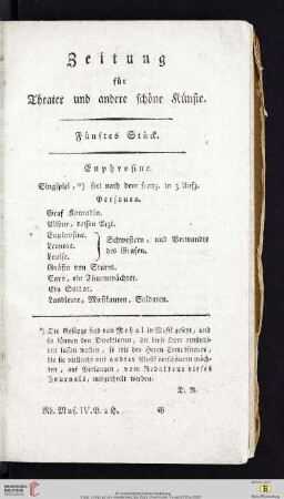 Zeitung fuer Theater und andere schoene Kuenste
