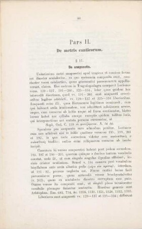 Pars II. De metris canticorum.