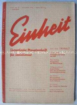 Theoretische Monatszeitschrift des Parteivorstandes der SED "Einheit" u.a. zur Strategie und Taktik der Partei