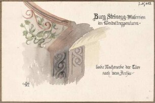 Steinegg Burg Steinegg Malereien im Wendeltreppenturm an der linken Nischenecke der Tür zum Archiv