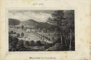 Ansicht von Wiesenbad bei Annaberg, Lithographie, 1862 : Wiesenbad bei Annaberg. - [Dresden] : [Pietzsch] , [1839]. - 1 Kunstblatt : Lithogr. ; 20 x 11 cm