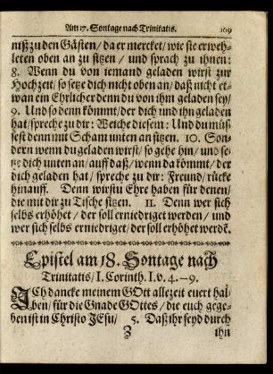 Epistel am 18. Sontage nach Trinitatis/ ...