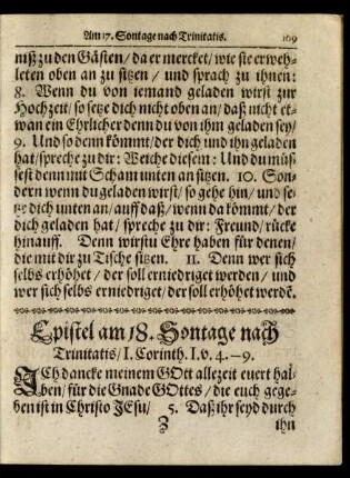 Epistel am 18. Sontage nach Trinitatis/ ...