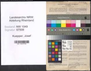 Entnazifizierung Josef Kuepper , geb. 23.02.1895 (Kaufmann)