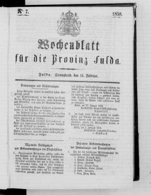 Nr. 7, Ausgabe vom 13. Februar 1858